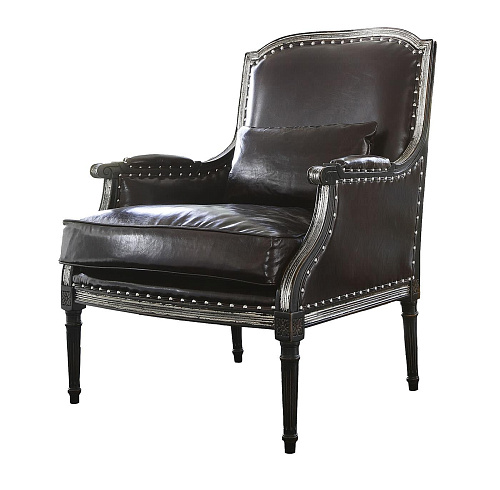 Cadeira de Braços em Couro Preto