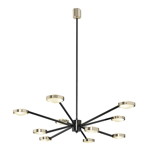 Grande Lustre Art Déco em Preto e Latão Polido