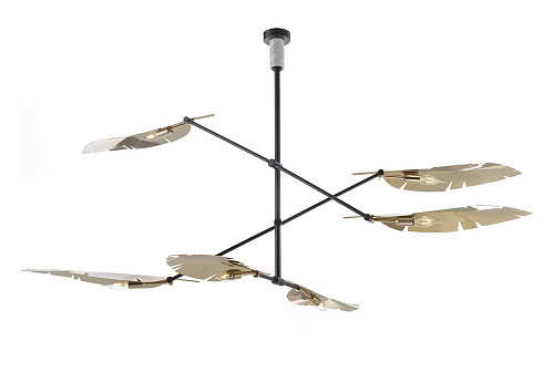Lustre Leaf em Ouro Suave e Preto com Mármore Carrara