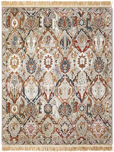 Tapete KavaBagh Cinzento / Verde Feito à Mão Luxury