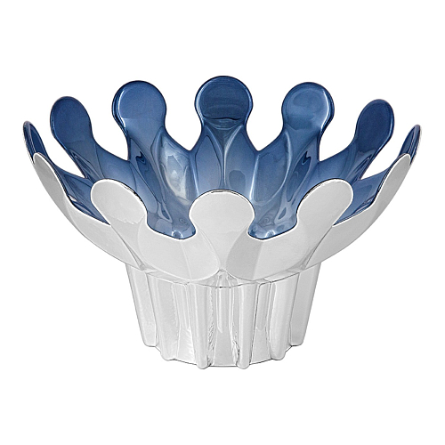 Centro de Mesa Crown em Vidro Azul e Prateado