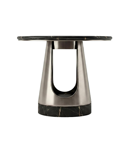 Mesa de Centro Redonda Aura com Tampo em Pedra Escura