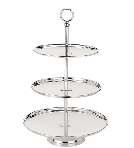 Fruteira prateada de três andares