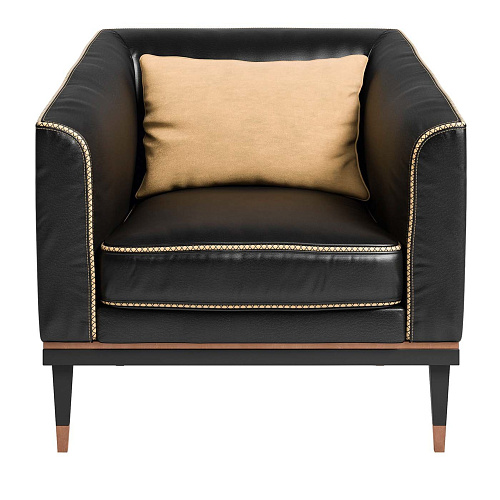 Poltrona Occasional Preta em Pele