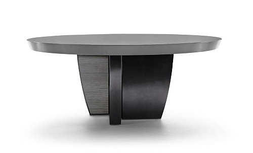 Mesa Redonda com Base Metal e Madeira