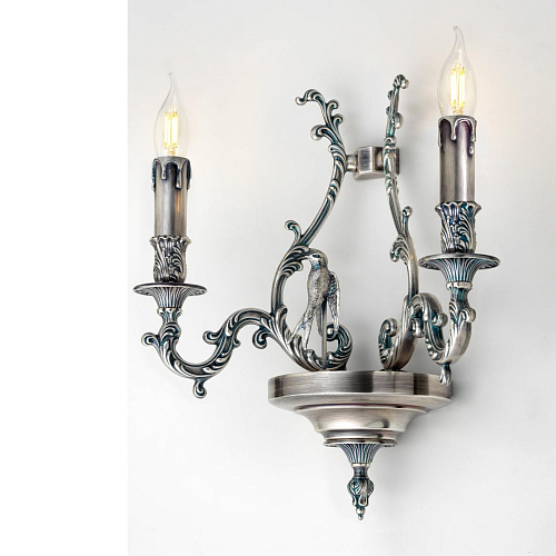 Aplique de Parede Bird Blue Silver de 2 Lâmpadas