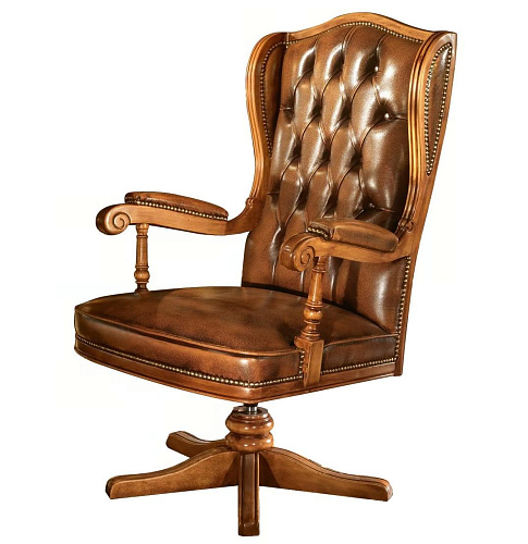 Poltrona Giratória Premium em Pele