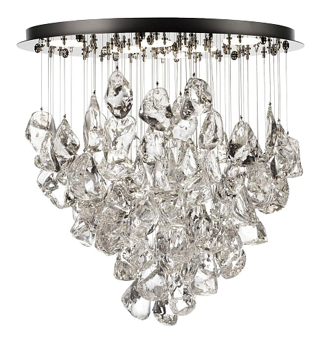 Lustre Ice Crystal em Cascata com Reflector em Aço Polido