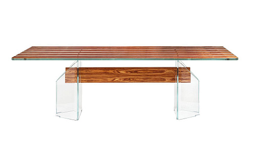 Mesa de Jantar Parigi em Madeira e Vidro