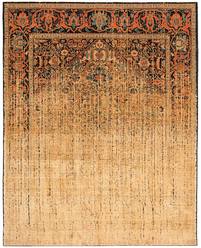 Tapete Serapi Queensbury Vendetta Azul-Escuro Dourado Seda