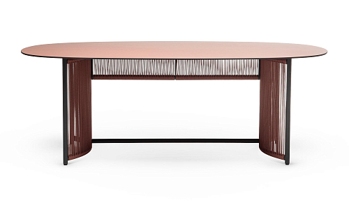 Mesa de Jantar Oval para Exterior Altana T-OV Vermelha