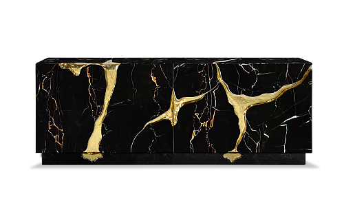 Aparador opulento preto e dourado