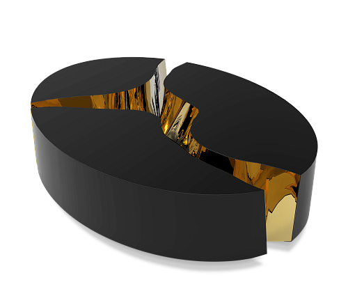 Mesa de Centro Oval Preta Fissure