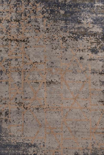 Tapete Feito à Mão Seda de Bambu Abstracto Indiano