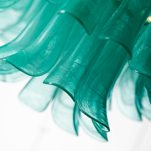 Lustre com Folhas de Vidro Verde