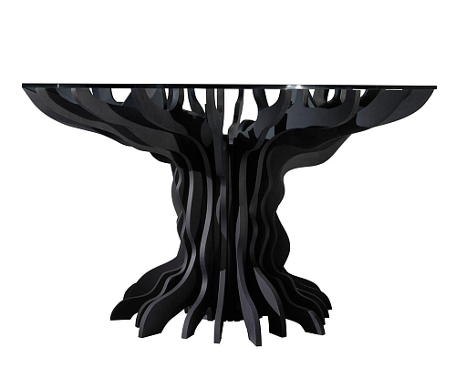 Mesa de Jantar em Madeira e Vidro Preta