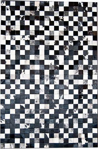 Tapete Pele de Vaca Mosaic Preto e Branco