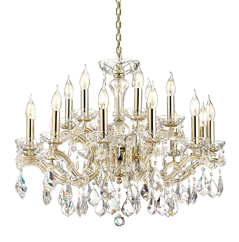 Lustre Mariateresa em Cristal com Acabamento Dourado