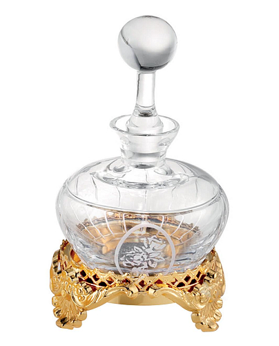 Frasco de Perfume em Cristal com Acabamento Ouro 24K