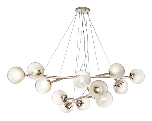 Lustre em Latão com Esferas Brancas