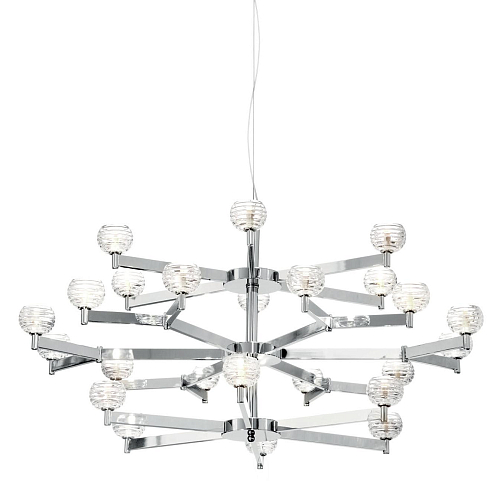Lustre Art Déco em Níquel e Cristal