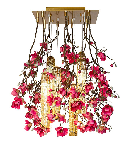 Lustre Quadrado Magnolia Dourado