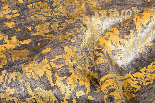 Tapete Feito à Mão Seda de Bambu Amarelo