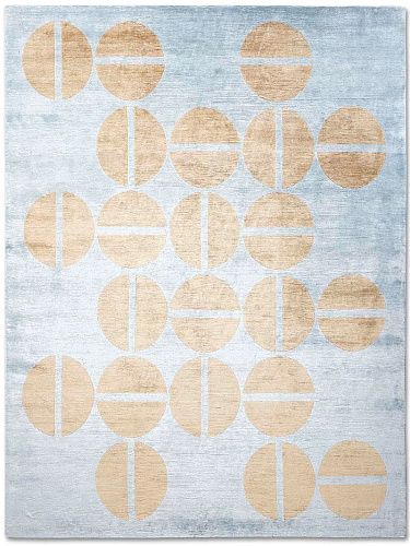 Tapete Dourado / Azul Feito à Mão