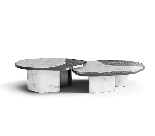 Conjunto de Mesas Athena Mármore Calacatta e Ônix