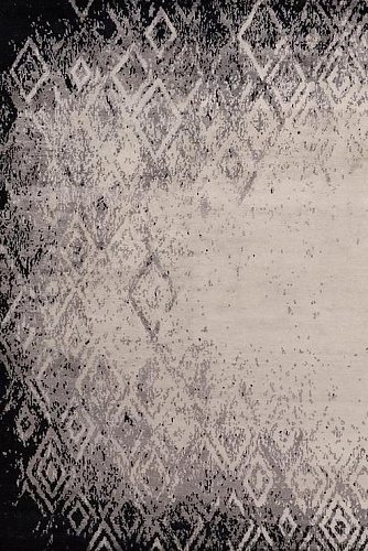 Tapete Feito à Mão Seda de Bambu Abstracto Indiano