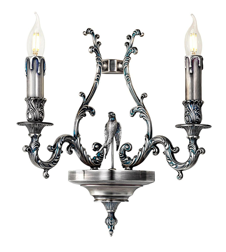 Aplique de Parede Bird Blue Silver de 2 Lâmpadas