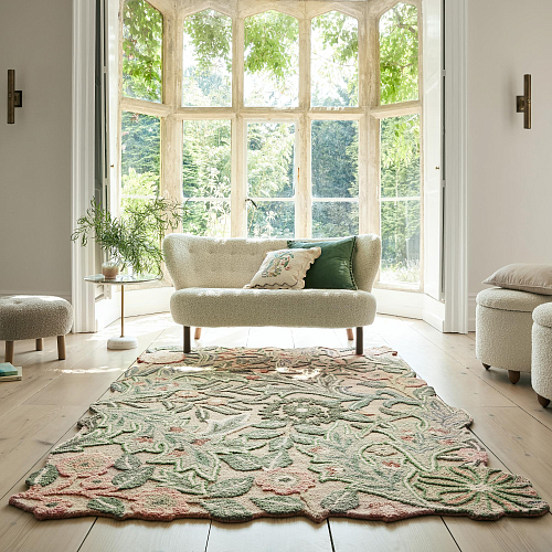 Tapete Floral de Forma Orgânica Verde