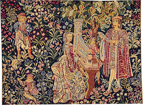 Tapeçaria dama com órgão sem margem