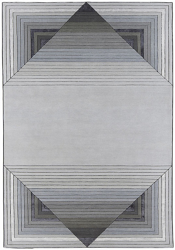 Tapete Feito à Mão Geométrico Cinzento Lã e Viscose