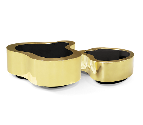 Conjunto de Mesas de Centro Crest Latão Polido