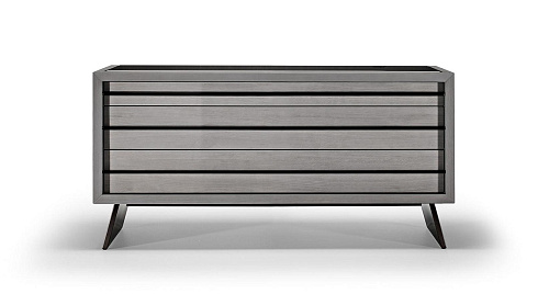 Cómoda Vintage Brilhante de Três Gavetas com Puxador em Metal