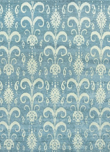 Tapete Ikat Feito à Mão Lã Azul