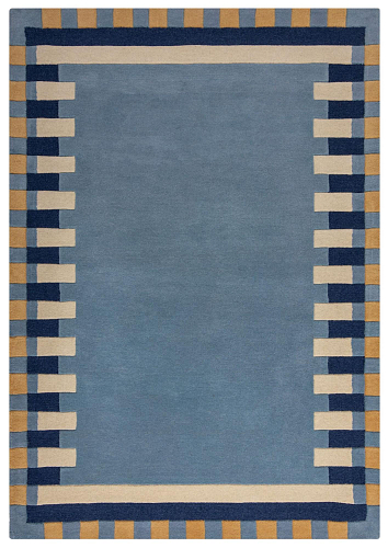 Tapete com Orla às Riscas Azul
