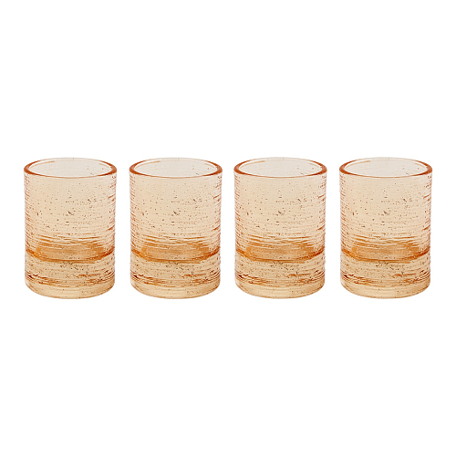 Conjunto de 4 Copos de Licor Rosa com Fio Prateado