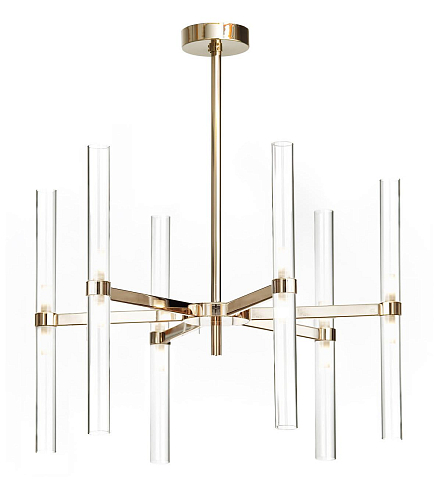 Lustre em Ouro Suave com Cilindros de Vidro Borossilicato