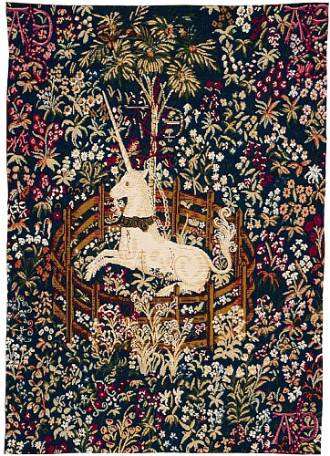 Tapeçaria unicórnio azul cativo sem margem