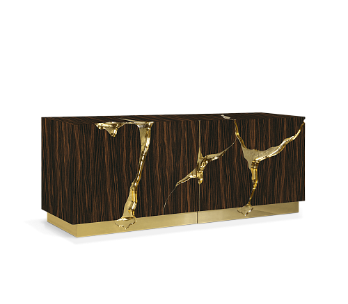 Aparador opulento castanho e dourado