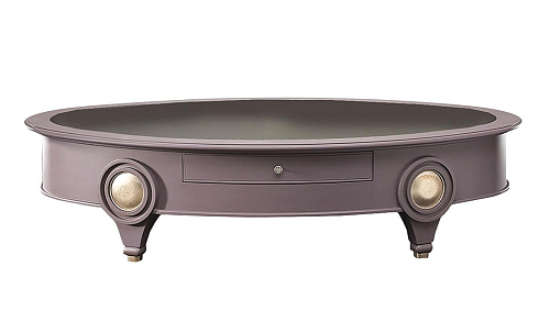 Mesa de Centro Oval Baixa com Tampo em Espelho Fumado