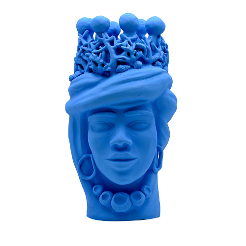 Escultura artesanal Moor's Head azul-clara