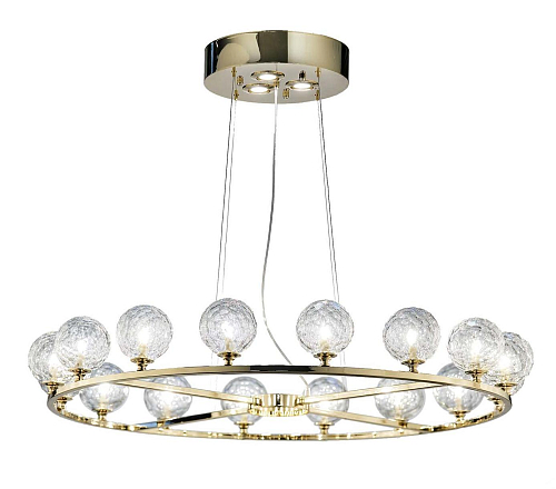 Lustre Redondo em Cristal Talhado a Ouro Polido