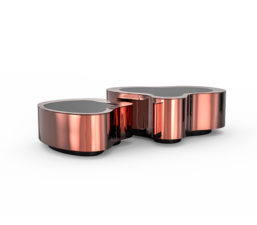 Conjunto de Mesas de Centro Crest Cobre Polido