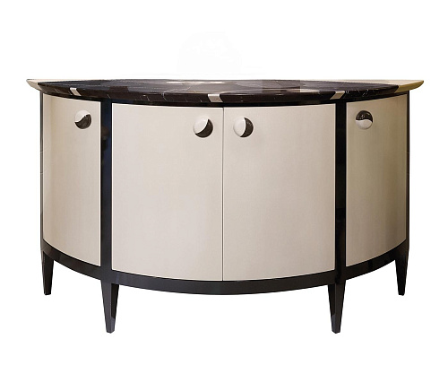 Consola Curva com Tampo em Mármore e Base Lacada