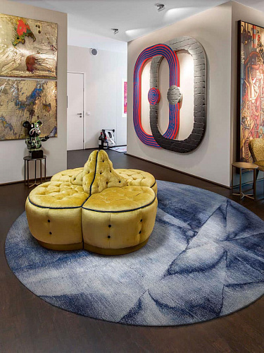 Tapete Redondo Navy Azul Feito à Mão