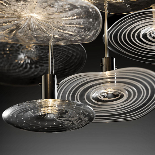 Lustre Redondo em Crómio com Vidro de Murano
