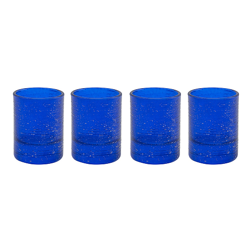 Conjunto de 4 Copos de Licor Azuis com Fio Prateado